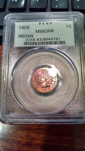 1909 Indian Cent PCGS MS 63 RB
