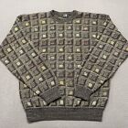 Vintage TSR Sweater Mens Large Gray Pullover Knit Geometric Grandpa 90’s USA