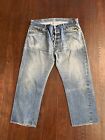 Vintage Levis 501 Jeans Men 38x27 Selvedge Denim Redline USA Made Button 6