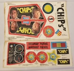 Vintage 1977 Empire Chips TV Show Childs Original Ride On Motorcycle Decal Sheet