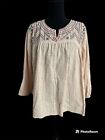 Knox Rose Size XXL Boho Embroidered Peasant Babydoll Blouse Pink