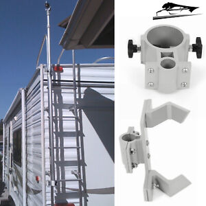 Flag And Wind Sock Pole Mount For RV LADDERS STARLINK For 1 inch Ladder Rails