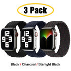 3 PACK Braided Solo Loop Band Strap for Apple Watch 9 8 7 6 5 4 SE 38/45mm