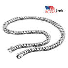 Real 925 Sterling Silver Miami Cuban Link Chain Men's Necklace 10mm 22