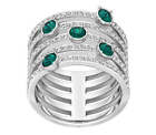 Swarovski Creativity Wide Green & Clear Crystals Womens Ring Size 8/58 - 5184556