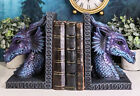 Gothic Purple Dragon Bookends Mystic Book Ends Set Evil 7.75