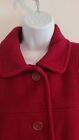 London Fog Womens Large Wool Blend  Pea Coat Deep Red Lined Buttons