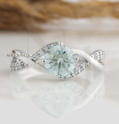 1.49 Ct Ice Blue Moissanite Anniversary Ring Freeform Shank 925 Silver Ring 7 US