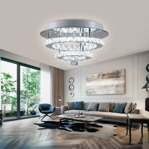 Modern Crystal Chandelier LED Ceiling Light Flush Mount Pendant Lamp Fixture New
