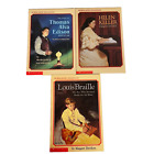 Lot of 3 Scholastic Biography Paperback Chapter Books Edison Keller Braille