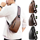 Men Chest Sling Pack Shoulder Crossbody Bag Faux Leather Cycle Day Packs Satchel