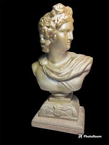 Alexander Backer Rose gold Greek Roman Apollo Busts Bookend Chalkware abco
