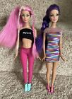 Barbie Doll Lot Of 2 Dolls Pink And Purple Hair Twins Redressed And Styled Cute!