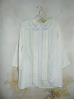 Pinky Floral Lace Blouse Button Back Peter Pan Faux Collar Ivory White Womens XL