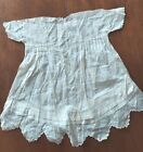 Antique Vtg Baby Dress Christening Gown Pintuck Embroidery Scalloped Chest 28