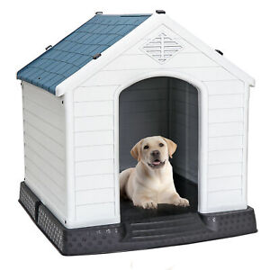 Outdoor Dog House Comfortable Cool Shelter Durable Plastic Design Home Kennel