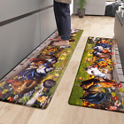Farmhouse Kitchen Runner Rugs Set of 2 Cushioned, Farm Rooster Kitchen Mats anti