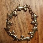 Vintage Cat Kitten Kitty with Ball Link Bracelet Gold Tone Lobster Claw Clasp