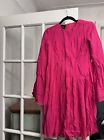 Worn Once, Akris dress, HOT Pink On Trend , Pleated Including Sleeve,Size 4.