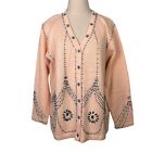 Storybook Knits Sweater Womens Large Beaded French Deco Cotton Blend Cardigan