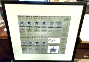 1999 Dallas Cowboys Framed season ticket sheet signed by Mark Stepnoski