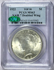 New Listing1922 PCGS MS63 Top 50 VAM-7 Doubled Wing Peace Dollar with CAC Label