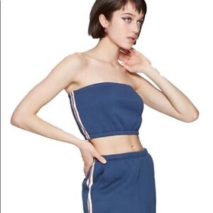 Womens Striped Retro Fleece Tube Top Crop Top - Wild Fable Size XS Blue