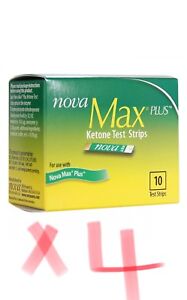 Nova Max Plus Blood Ketone Test Strips - 4 Box of 10 Each - Freaky Fast Shipping