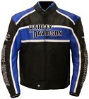 Harley Davidson Men CLASSIC BLUE CRUISER Jacket Motorcycle Real Leather Jacket