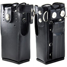 Hard Leather Case Carrying Holder Holster & Strap For Motorola Two Way Radio NEW