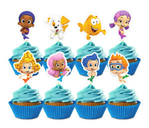 BUBBLE GUPPIES Party Cake CUPCAKE PICKS 8 toppers Fun Pix Deema Gil Oona Molly