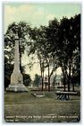 1916 Soldiers Monument Newhall Fountain Library Fairfield Maine Vintage Postcard