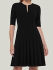 $3490 Akris Women's Black Elbow-Sleeve Zip-Front Dress Size 16