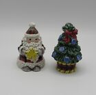 FITZ AND FLOYD ESSENTIALS HOMESPUN HOLIDAYS SALT AND PEPPER SHAKERS NEW