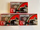 Maxell Normal Bias UR90 Minutes Blank Audio Cassette Tapes Lot of 3 - Sealed New