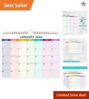 Colorful 2024 Wall Calendar - 12 Months - Lined Daily Blocks - 8.5 x 11 Inches