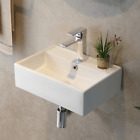 Washbasin Sink Bathroom Vessel Sink Ceramic Rectangular Wall Mount Floating Sink