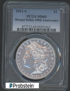 2021-S $1 Morgan Dollar 100th Anniversary Silver Coin PCGS MS69