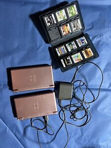 Nintendo DS Lot: Lites 2 Working Consoles with 1 Charger & 1 Stylus& 17 DS GAMES