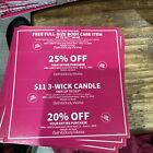 Bath And Body works Coupon Full Body Care, 25 And 20% $11 -3Wick Candle Exp 5/12
