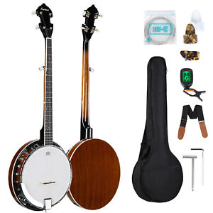 5 String Tunable Banjo 24 Brackets Right Handed Mahogany Resonator with Bag