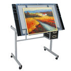 Drafting Table Craft Station with Glass Top Drawing Desk Art Work Station Artist