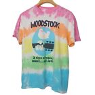 Woodstock Festival 1969 Liquid Blue Large T Shirt Rainbow Tie Dye Hippie Music