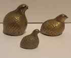 Vintage Brass Quail Partridge Bird Family Set of Three Figurines Made In Korea