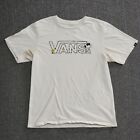 Vans Peanuts Snoopy Woodstock Tshirt YOUTH Size Large White Logo Spellout STAINS
