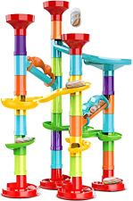 50Pcs Marble Run Set Building Blocks with 30 Glass Marbles for Kids Girls Boys T