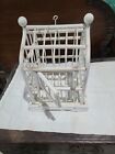 VINTAGE PAINTED WHITE WOODEN BIRD CAGE WITH REMOVABLE BOTTOM ◇ 12