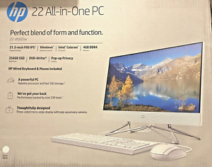 HP 22-DF0003W Desktop 256GB SSD Intel Celeron G5900T 3.20GHz 4GB RAM - White