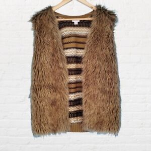 Xhilaration Women's Medium Faux Fur Knit Open Front Vest