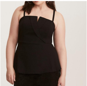 Torrid Top Blouse Shirt Babydoll Peplum Pullover Adjustable Black Plus Size 3X